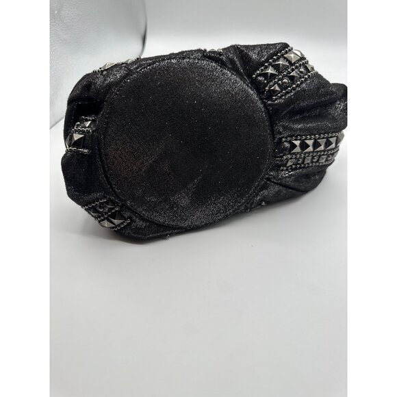 Imoshion 10"x 9" Studded Bucket Shoulder Chain Black Bag – Edgy Glam Rock Chic - Picture 13 of 13